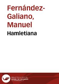 Portada:Hamletiana / Manuel Fernández Galiano