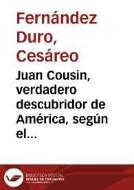 Portada:Juan Cousin, verdadero descubridor de América, según el capitán inglés Gambier R. N. / Cesáreo Fernández Duro