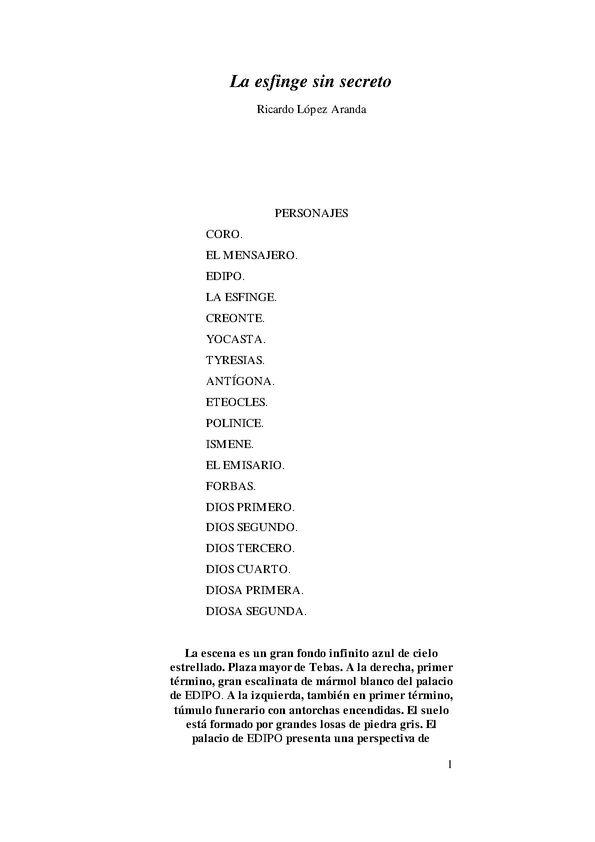 La esfinge sin secreto / Ricardo López Aranda | Biblioteca Virtual Miguel de Cervantes