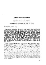 Portada:La literatura emblemática: las \"Empresas Morales\" de Juan de Borja / Carmen Bravo-Villasante