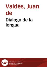 Portada:Diálogo de la lengua / Juan de Valdés