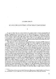Portada:Lo uno con lo diverso: literatura y complejidad / Claudio Guillén