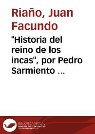 Portada:\"Historia del reino de los incas\", por Pedro Sarmiento de Gamboa, existente en la Biblioteca de Göttingen / Juan F. Riaño