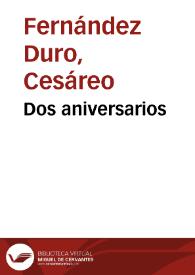 Portada:Dos aniversarios / Cesáreo Fernández Duro