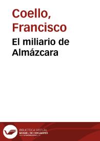 Portada:El miliario de Almázcara / Francisco Coello
