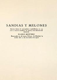 Portada:Sandías y melones / Carlos Arniches