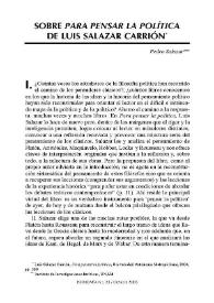 Portada:Sobre \"Para pensar la política\" de Luis Salazar Carrión / Pedro Salazar