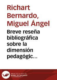 Portada:Breve reseña bibliográfica sobre la dimensión pedagógico-pacifista en Rafael Altamira : (1866-1951) / Miguel Ángel Richart, Javier Ramos