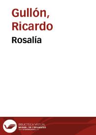 Portada:Rosalía / por Ricardo Gullón