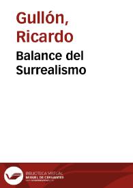 Portada:Balance del Surrealismo / Ricardo Gullón