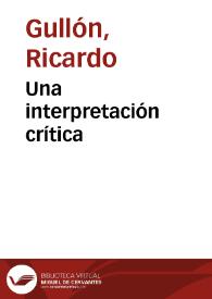 Portada:Una interpretación crítica / Ricardo Gullón
