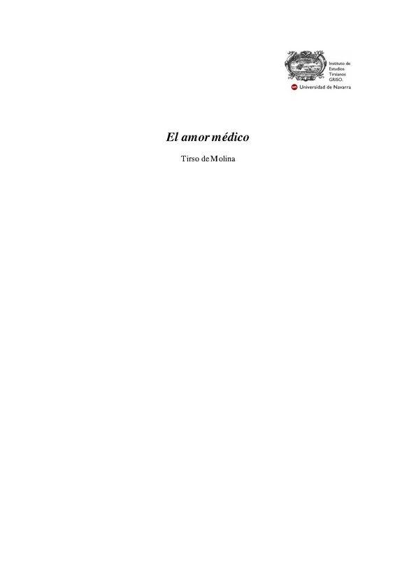 El amor médico / Tirso de Molina; edición de B. Oteiza | Biblioteca Virtual Miguel de Cervantes