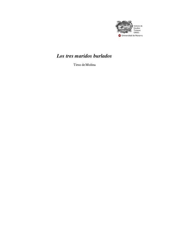 Los tres maridos burlados / Tirso de Molina; edición de I. Arellano | Biblioteca Virtual Miguel de Cervantes