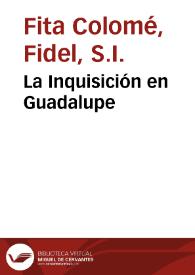 Portada:La Inquisición en Guadalupe / Fidel Fita