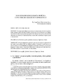 Dos notas de lexicografía semítica y una tercera exegético-topográfica / Juan Pedro Monferrer Sala | Biblioteca Virtual Miguel de Cervantes