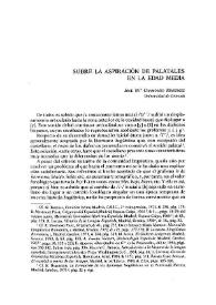 Sobre la aspiración de palatales en la Edad Media / José M.ª Chamorro Martínez | Biblioteca Virtual Miguel de Cervantes