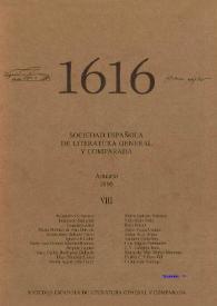 Portada:1616 : Anuario de la Sociedad Española de Literatura General y Comparada. Vol. VIII (1990). Índice / Sociedad Española de Literatura General y Comparada (Madrid).