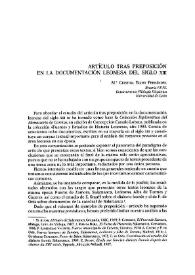 Artículo tras preposición en la documentación leonesa del siglo XIII / M.ª Cristina Egido Fernández | Biblioteca Virtual Miguel de Cervantes
