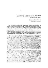 Arcaísmos léxicos en el español de Puerto Rico / Humberto López Morales | Biblioteca Virtual Miguel de Cervantes