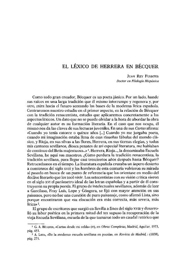 El léxico de Herrera en Bécquer / Juan Rey Fuentes | Biblioteca Virtual Miguel de Cervantes