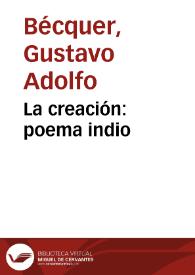 Portada:La creación: poema indio / Gustavo Adolfo Bécquer