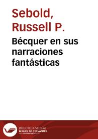 Portada:Bécquer en sus narraciones fantásticas / Russell P. Sebold