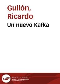 Portada:Un nuevo Kafka / Ricardo Gullón