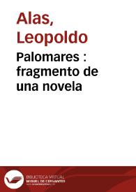 Portada:Palomares : fragmento de una novela / Leopoldo Alas