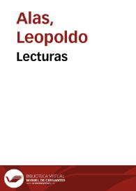 Portada:Lecturas / Leopoldo Alas