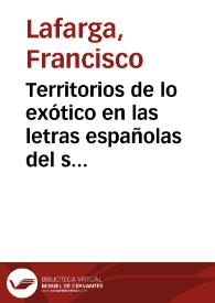 Portada:Territorios de lo exótico en las letras españolas del siglo XVIII / Francisco Lafarga