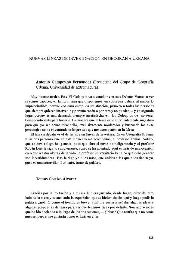 Nuevas líneas de investigación en Geografía Urbana / Antonio Campesino Fernández | Biblioteca Virtual Miguel de Cervantes