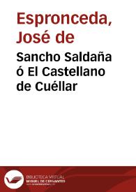 Portada:Sancho Saldaña ó El Castellano de Cuéllar / José de Espronceda