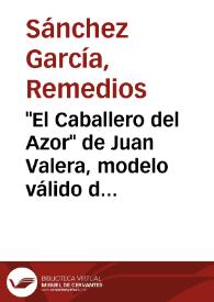 Portada:\"El Caballero del Azor\" de Juan Valera, modelo válido de literatura juvenil decimonónica / Remedios Sánchez García