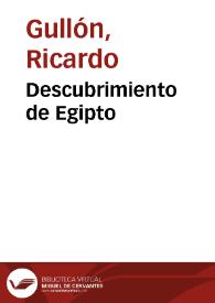 Portada:Descubrimiento de Egipto / Ricardo Gullón