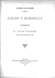Portada:Colón y Bobadilla : conferencia / de Luis Vidart