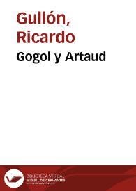 Portada:Gogol y Artaud / Ricardo Gullón