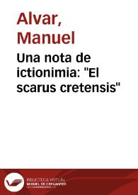 Portada:Una nota de ictionimia: \"El scarus cretensis\" / Manuel Alvar