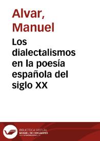 Portada:Los dialectalismos en la poesía española del siglo XX / Manuel Alvar