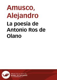 Portada:La poesía de Antonio Ros de Olano / Alejandro Amusco