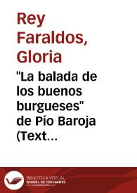 Portada:\"La balada de los buenos burgueses\" de Pío Baroja (Textos olvidados en torno a una polémica) / Gloria Rey Faraldos