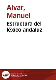 Portada:Estructura del léxico andaluz / Manuel Alvar