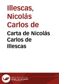 Portada:Carta de Nicolás Carlos de Illescas