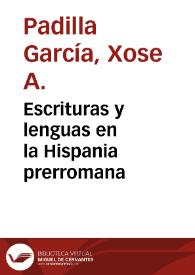 Portada:Escrituras y lenguas en la Hispania prerromana / Xosé A. Padilla García