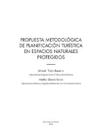 Portada:Propuesta metodológica de planificación turística en espacios naturales protegidos / Alfredo Tolón Becerra