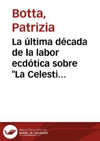 Portada:La última década de la labor ecdótica sobre \"La Celestina\" / Patrizia Botta