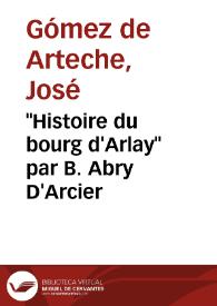 Portada:\"Histoire du bourg d'Arlay\" par B. Abry D'Arcier / José Gómez de Arteche