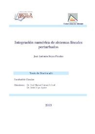 Portada:Integración numérica de sistemas lineales perturbados / José Antonio Reyes Perales
