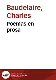 Portada:Poemas en prosa / Charles Baudelaire;  traducción del francés por Enrique Díez-Canedo