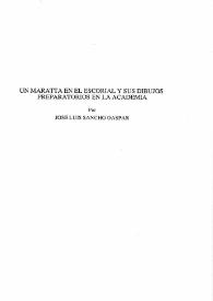 Portada:Un Maratta en El Escorial y sus dibujos preparatorios en la Academia / José Luis Sancho Gaspar