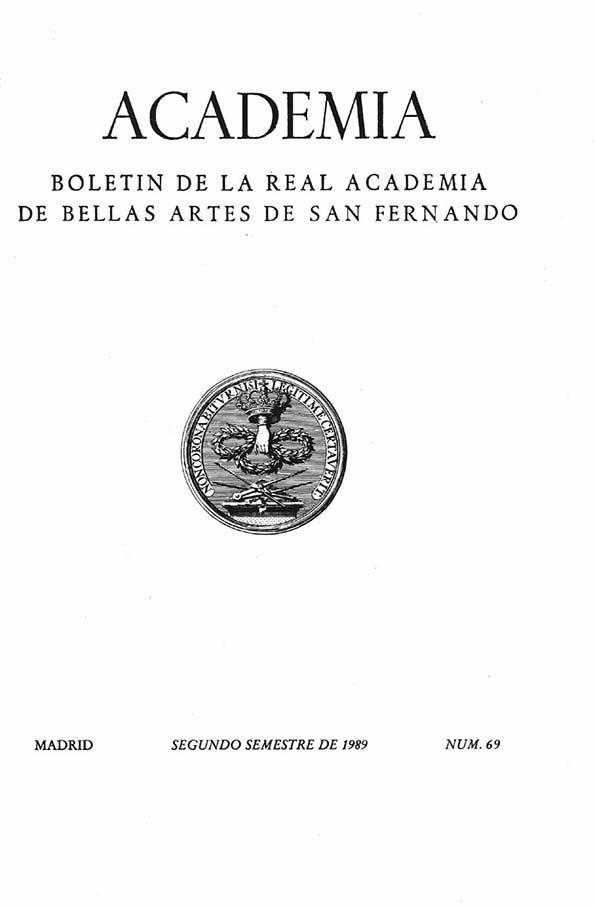 Academia : Boletín de la Real Academia de Bellas Artes de San Fernando. Segundo semestre de 1989. Número 69. Preliminares e Índice | Biblioteca Virtual Miguel de Cervantes